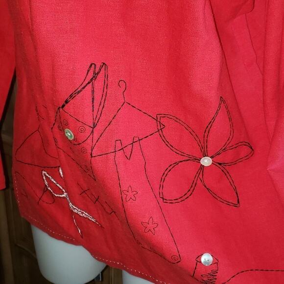 Vintage Ali Miles Stitched Embroidered Fashion Scene Long Sleeve Button Down - Picture 4 of 12